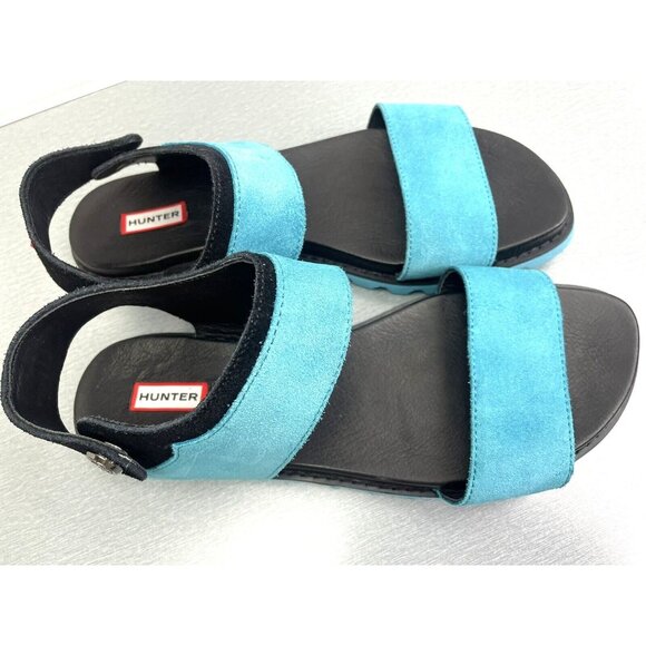 Hunter Original Leather Sandals Suede Sport Sky Blue Size 9 - Picture 10 of 12